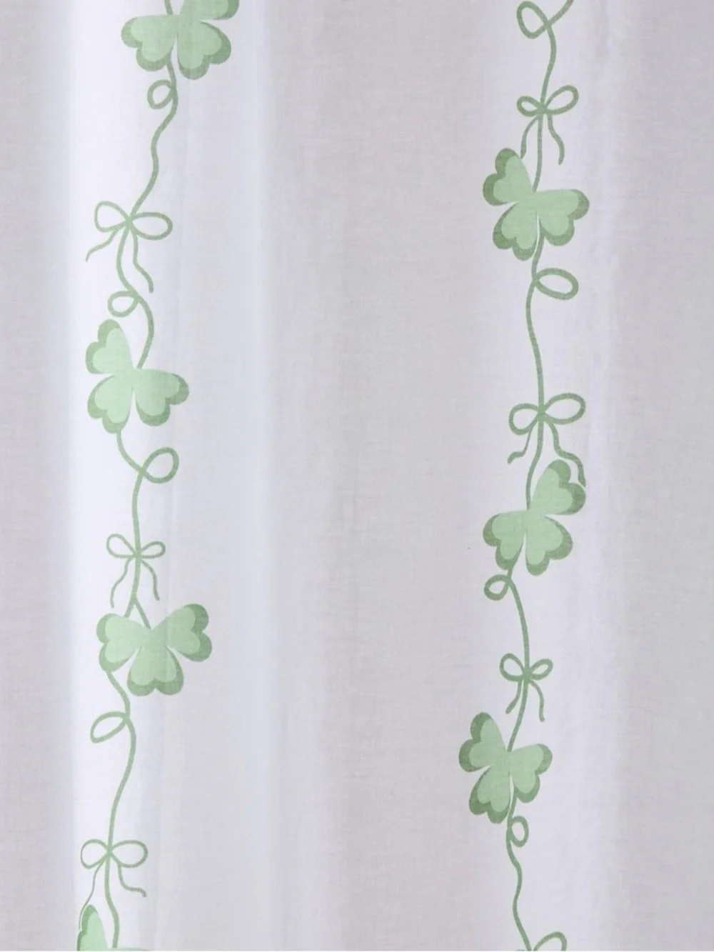 NEW Urban Outfitters Green Lucky Clover Pattern White Shower Curtain - Home Bath